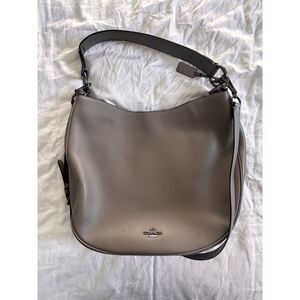 Coach Grey Leather Shoulder Bag – 2 Adjustable Strap, Made in Italy